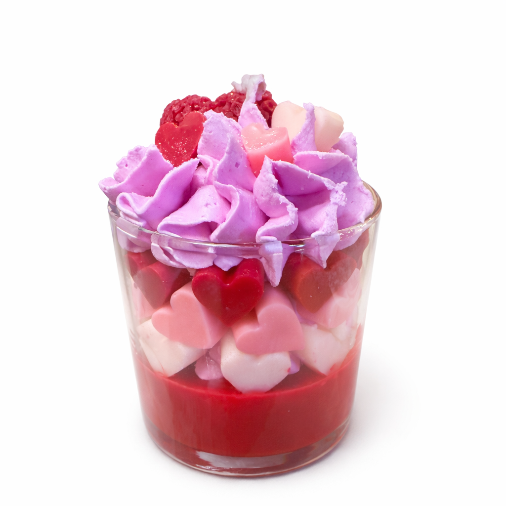 Χειροποίητο Κερί Βαζάκι Love Dessert – Καρδιές & Whipped Wax